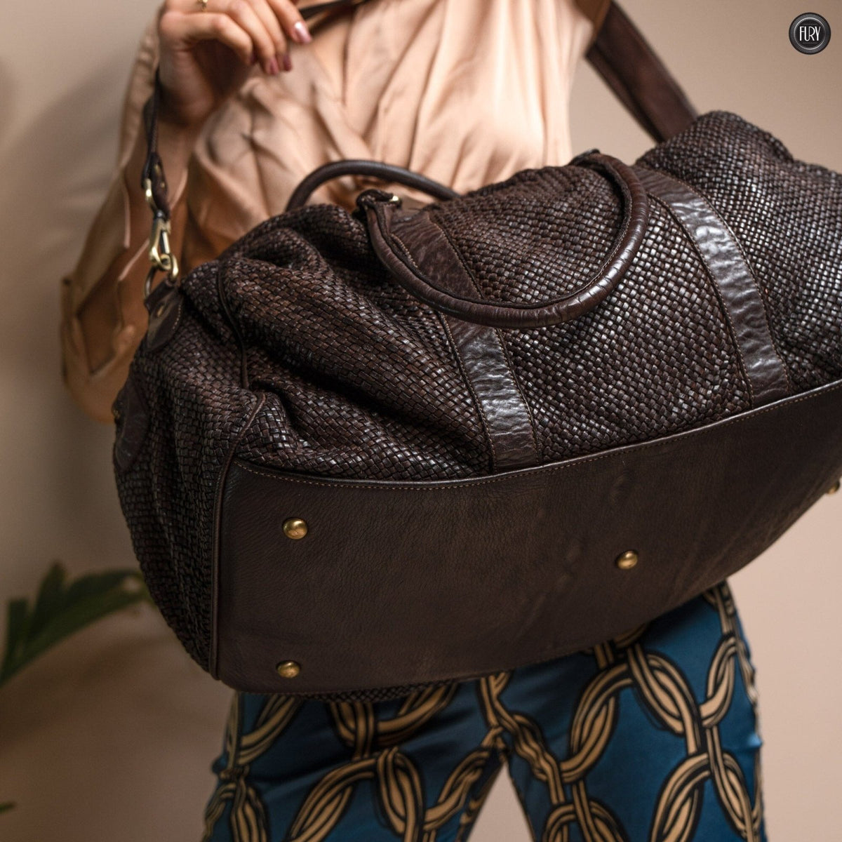 Borsone Magellano in pelle intrecciata - Fury