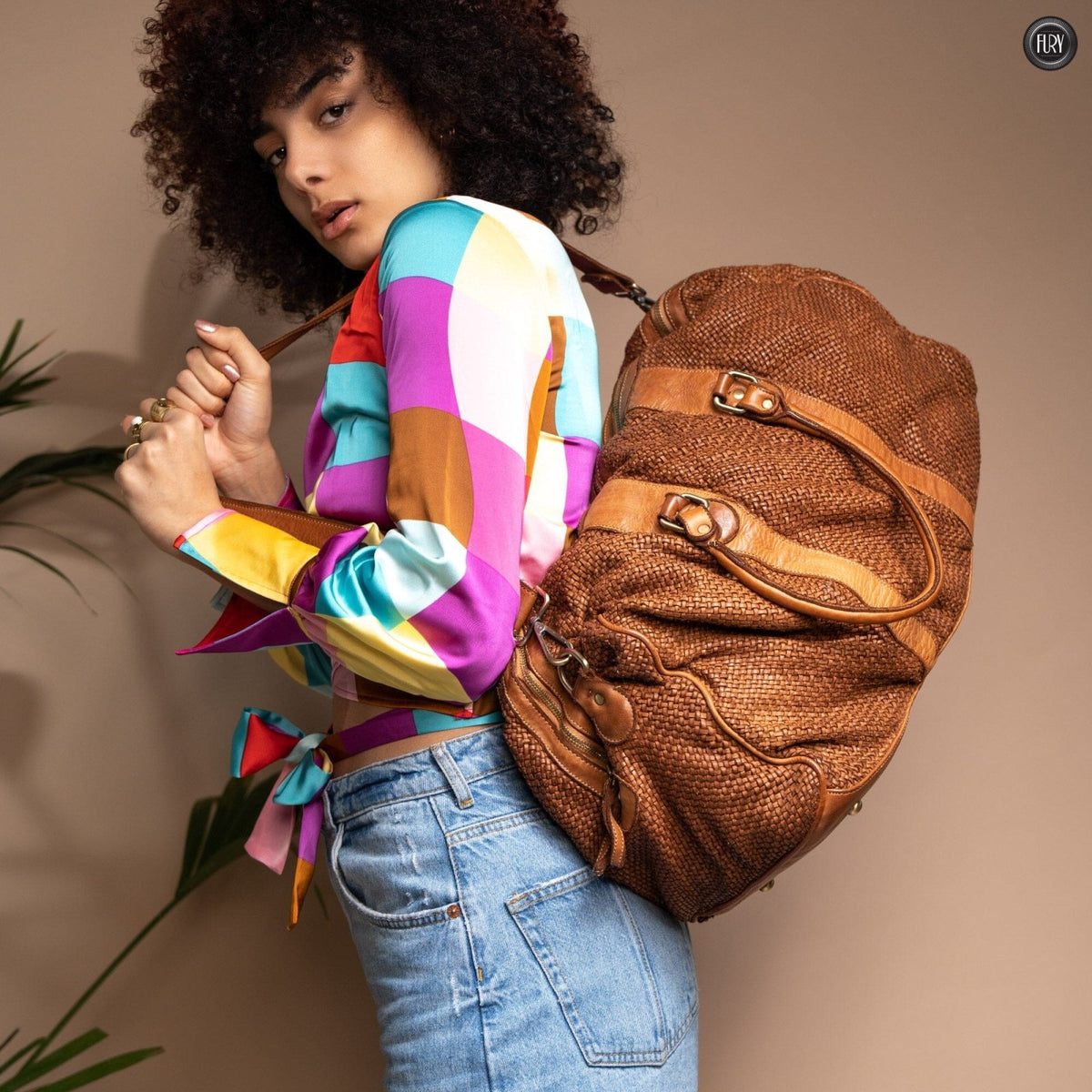 Borsone Magellano in pelle intrecciata - Fury