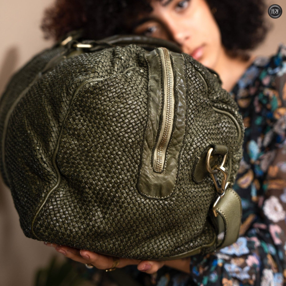 Borsone Magellano in pelle intrecciata - Fury