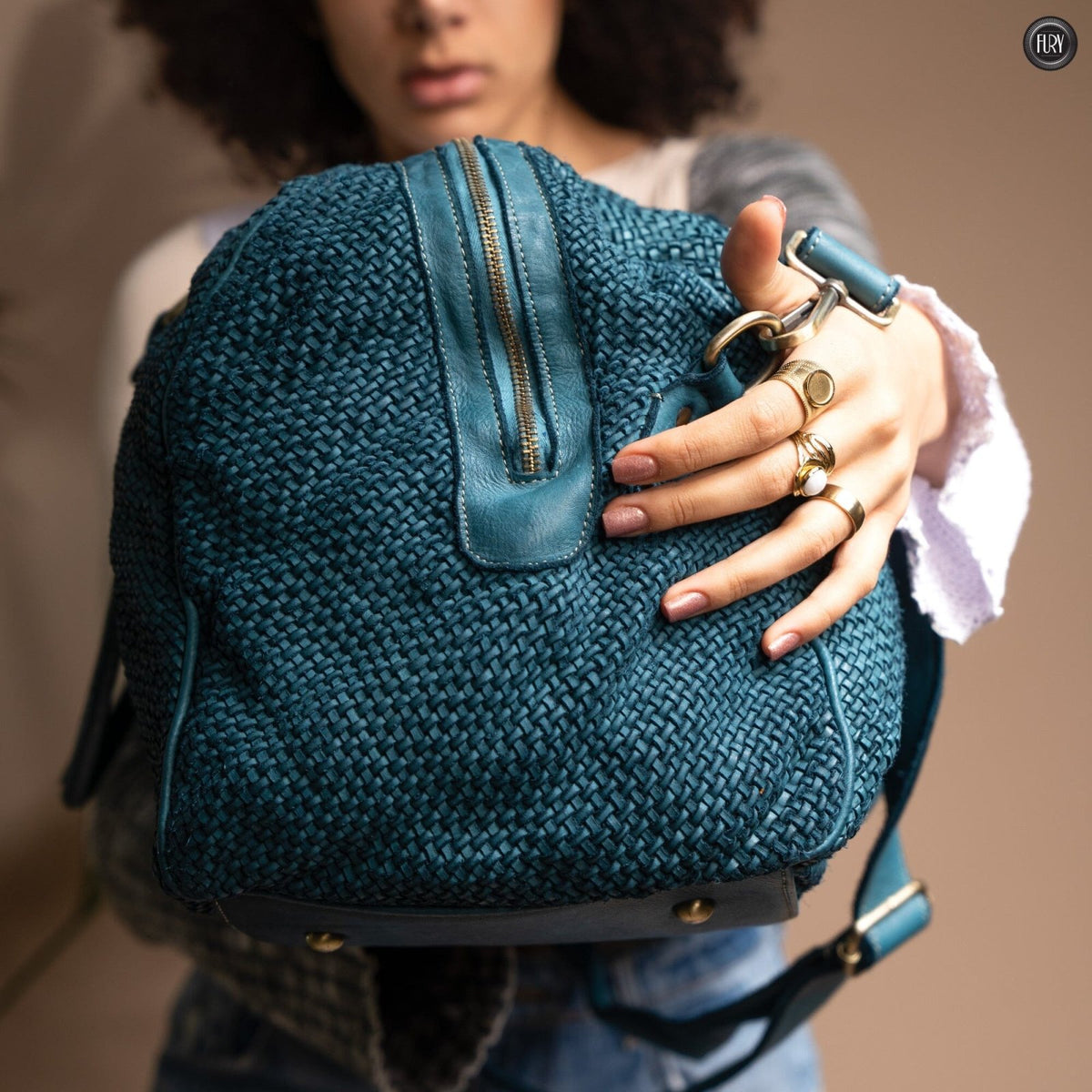 Borsone Magellano in pelle intrecciata - Fury