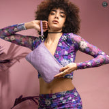 Pochette Diana in pelle intrecciata Fury Lilla