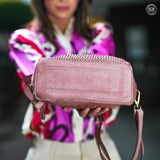 Pochette Isotta in pelle intrecciata Fury Bags#colore_cipria