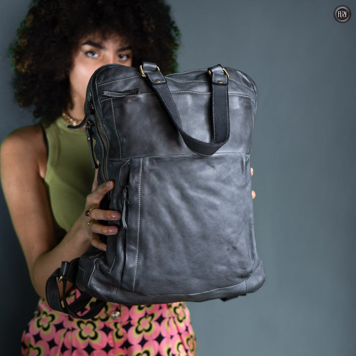 Zaino Daily unisex in pelle Fury Bags Grigio